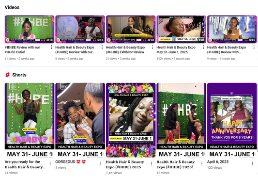 1 Million Views for Health Hair & Beauty Expo's YouTube Channel